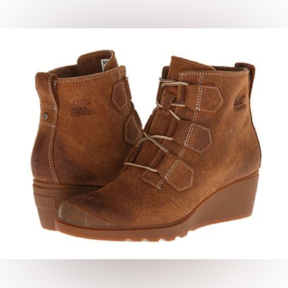 Sorel Brown Lace Up Wedge Boots